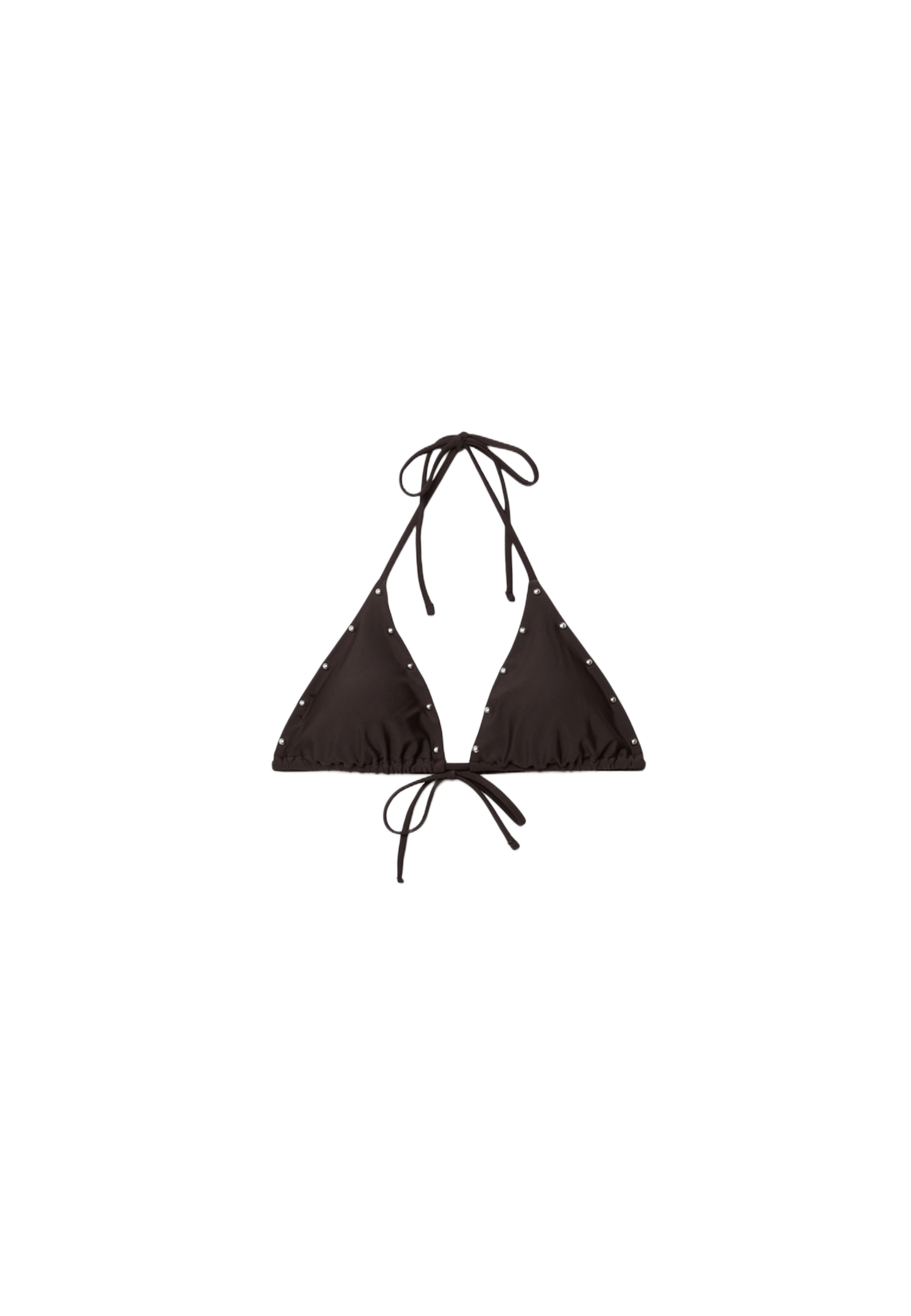 Studded triangle bikini top — Brown