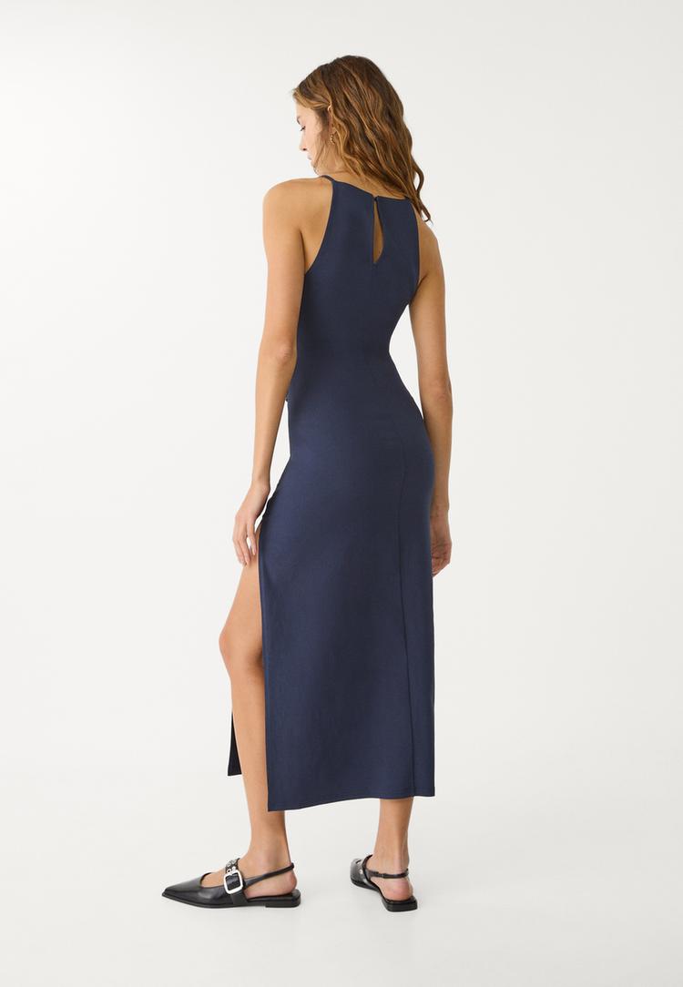 vestido halter midi