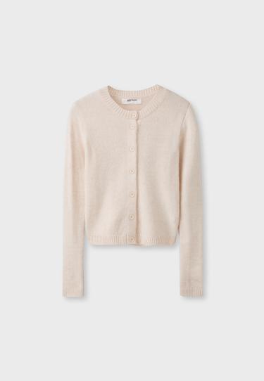 Button-up knit cardigan — Ecru 7