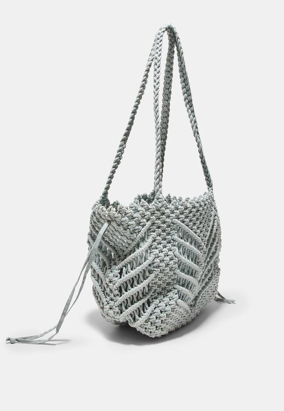 bolso shopper crochet hilo metalizado