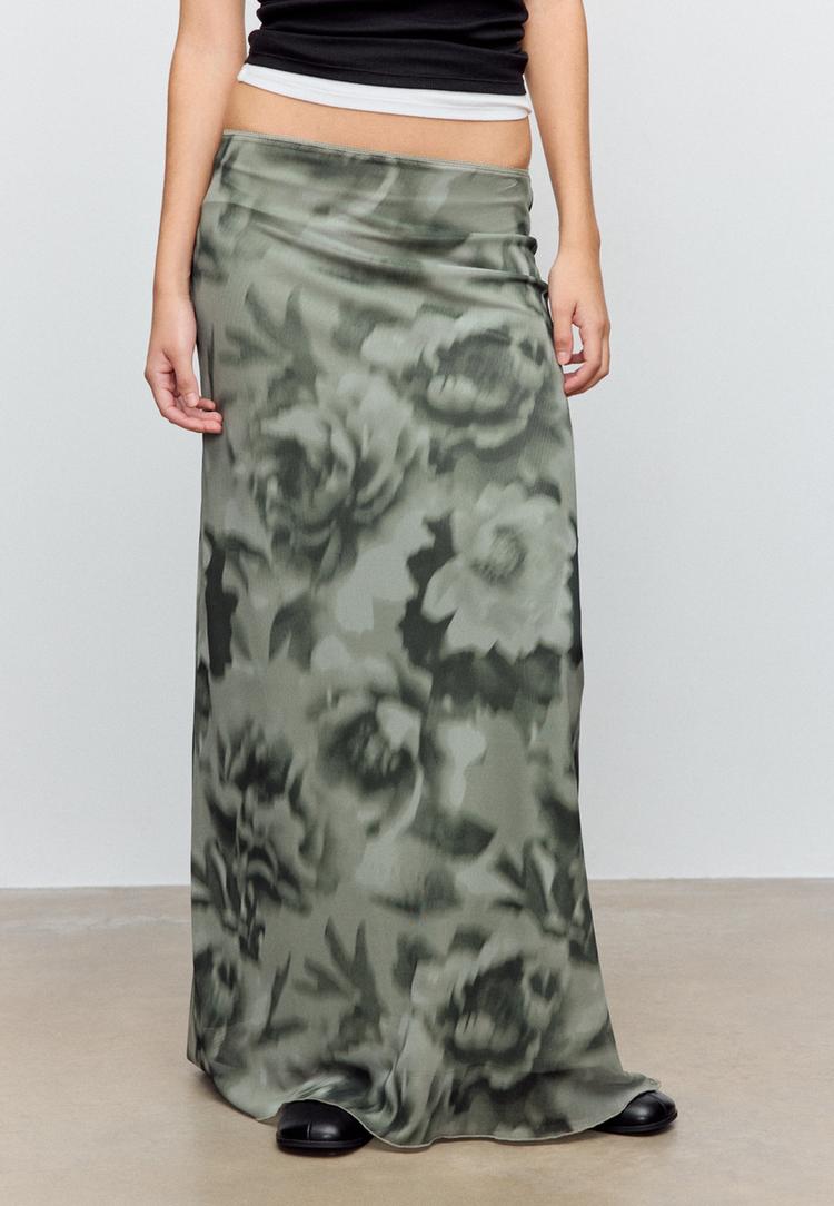 falda midi tule estampado