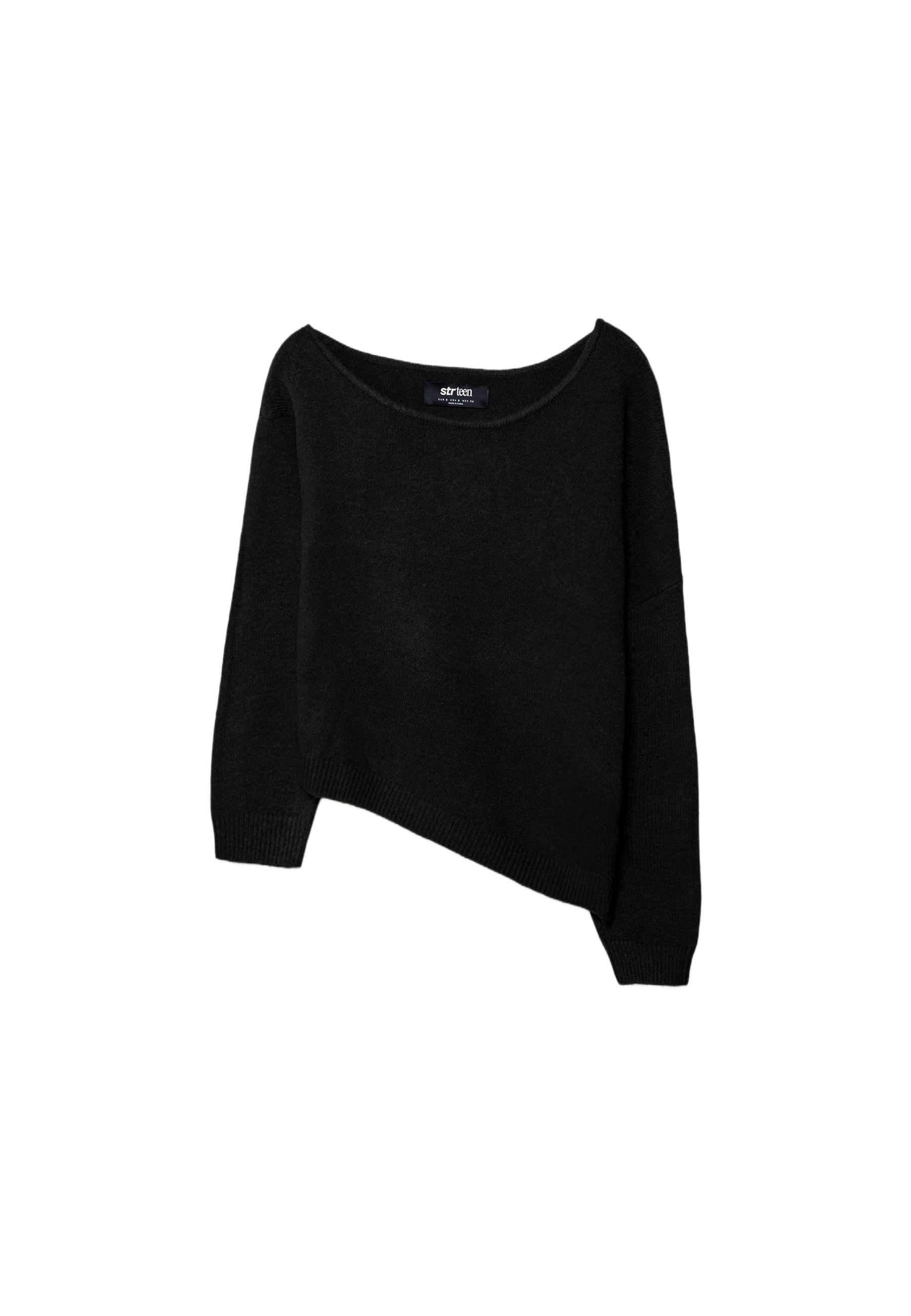 Asymmetric knit sweater — Black