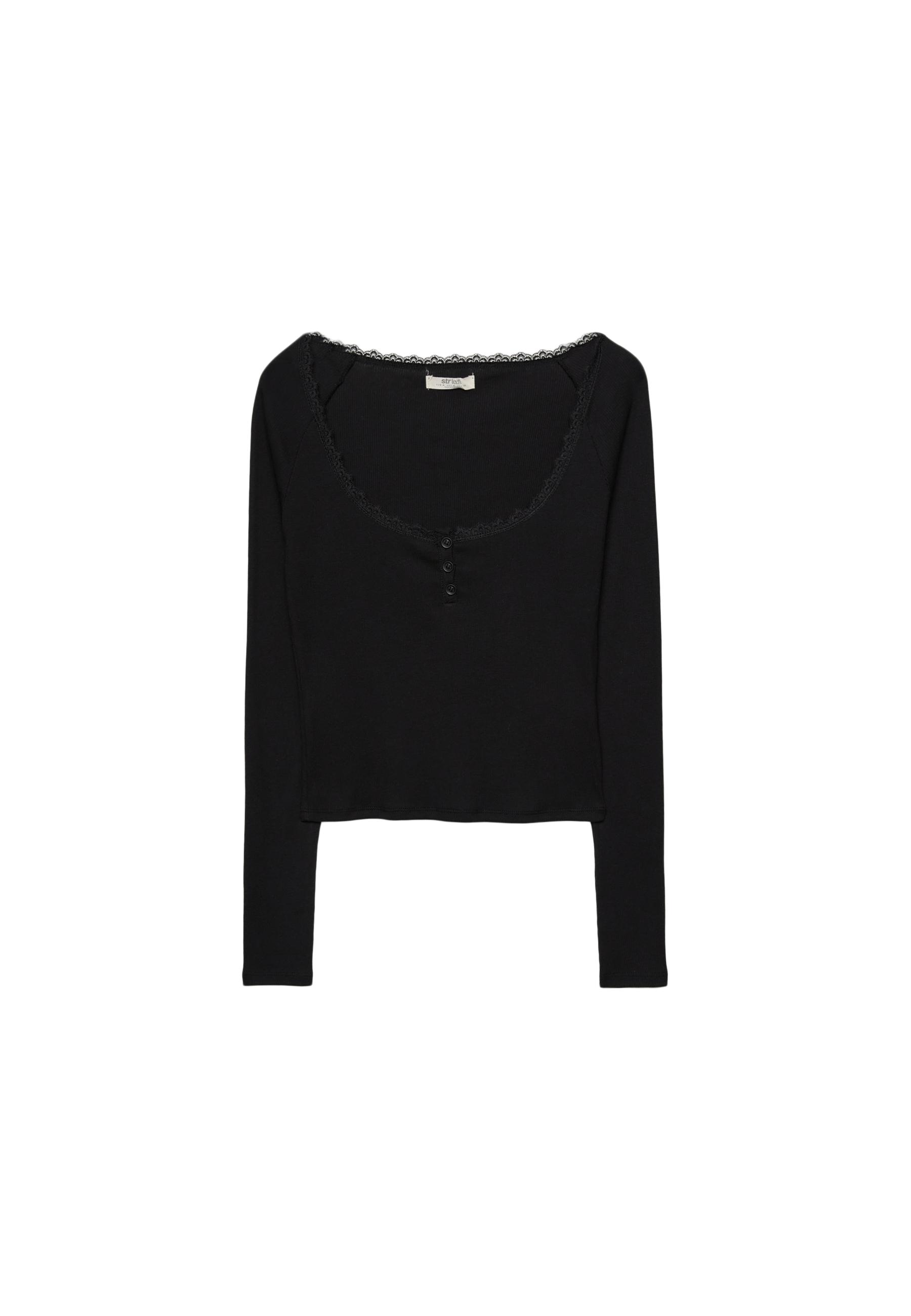 売れ筋商品|||トムテイラー シャツ レディース トップス AMERICAN NECKLINE - Top - deep black トムテイラー シャツ レディース トップス AMERICAN NECKLINE