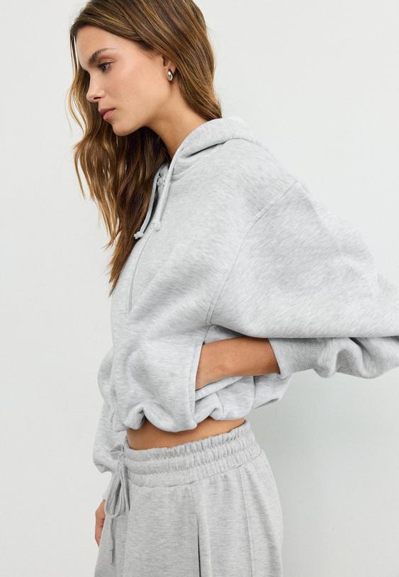 felpa bomber con cappuccio e stampa