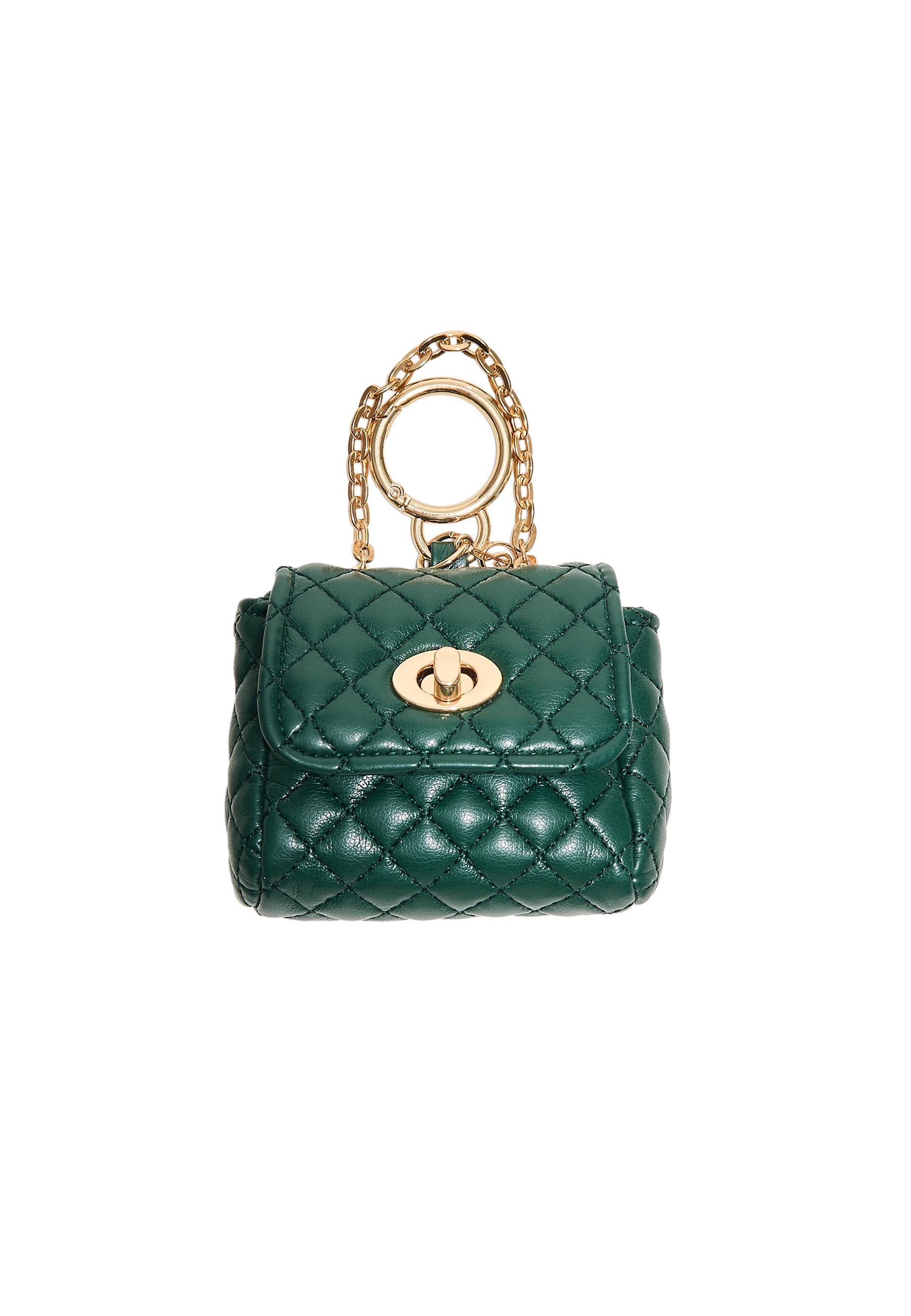 Quilted charm mini bag — Bottle green (alternate view)