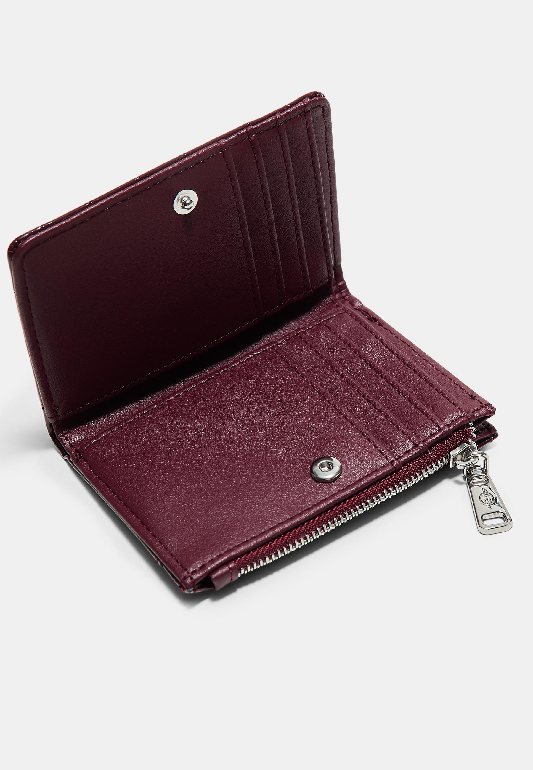 Mock croc card holder purse — Burgundy