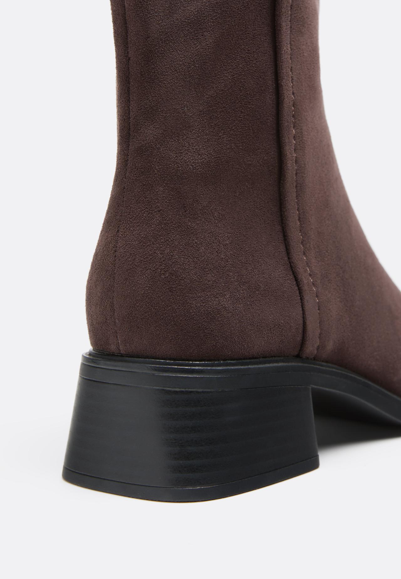 Flat faux suede ankle boots — BROWN