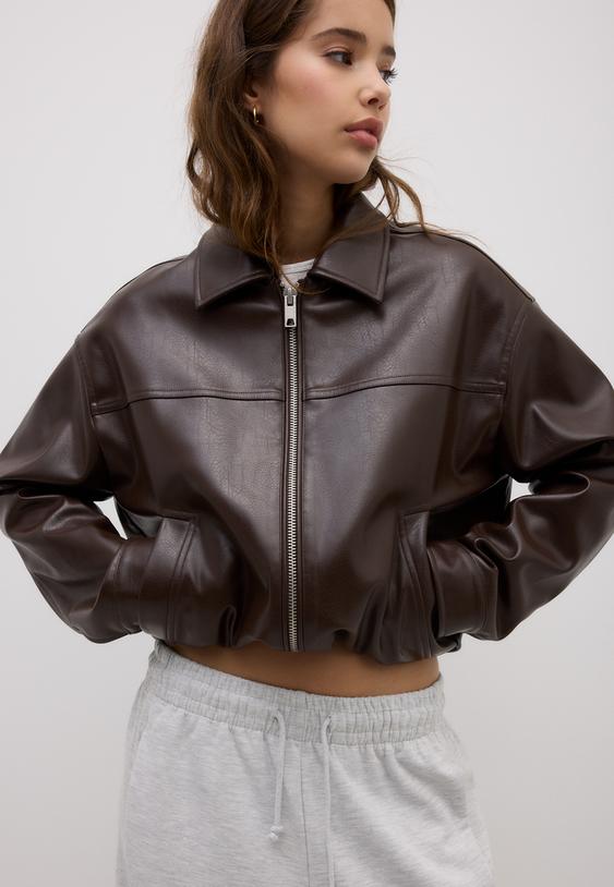 Oversize suni deri ceket