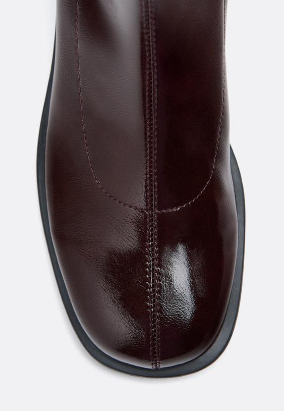 Stradivarius Flat Stretch Ankle Boots Burgundy 5