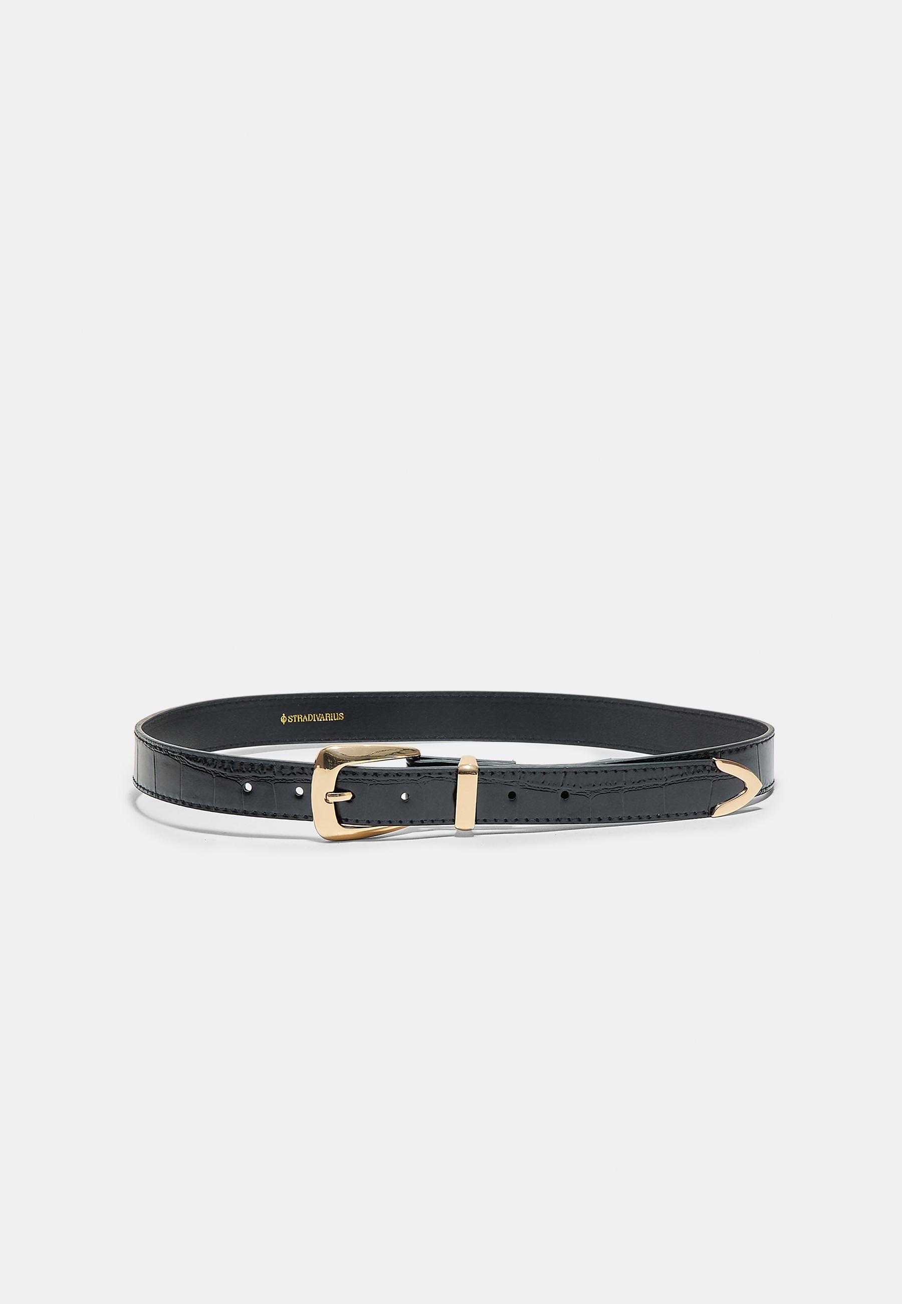 Crocodile-effect belt — Black