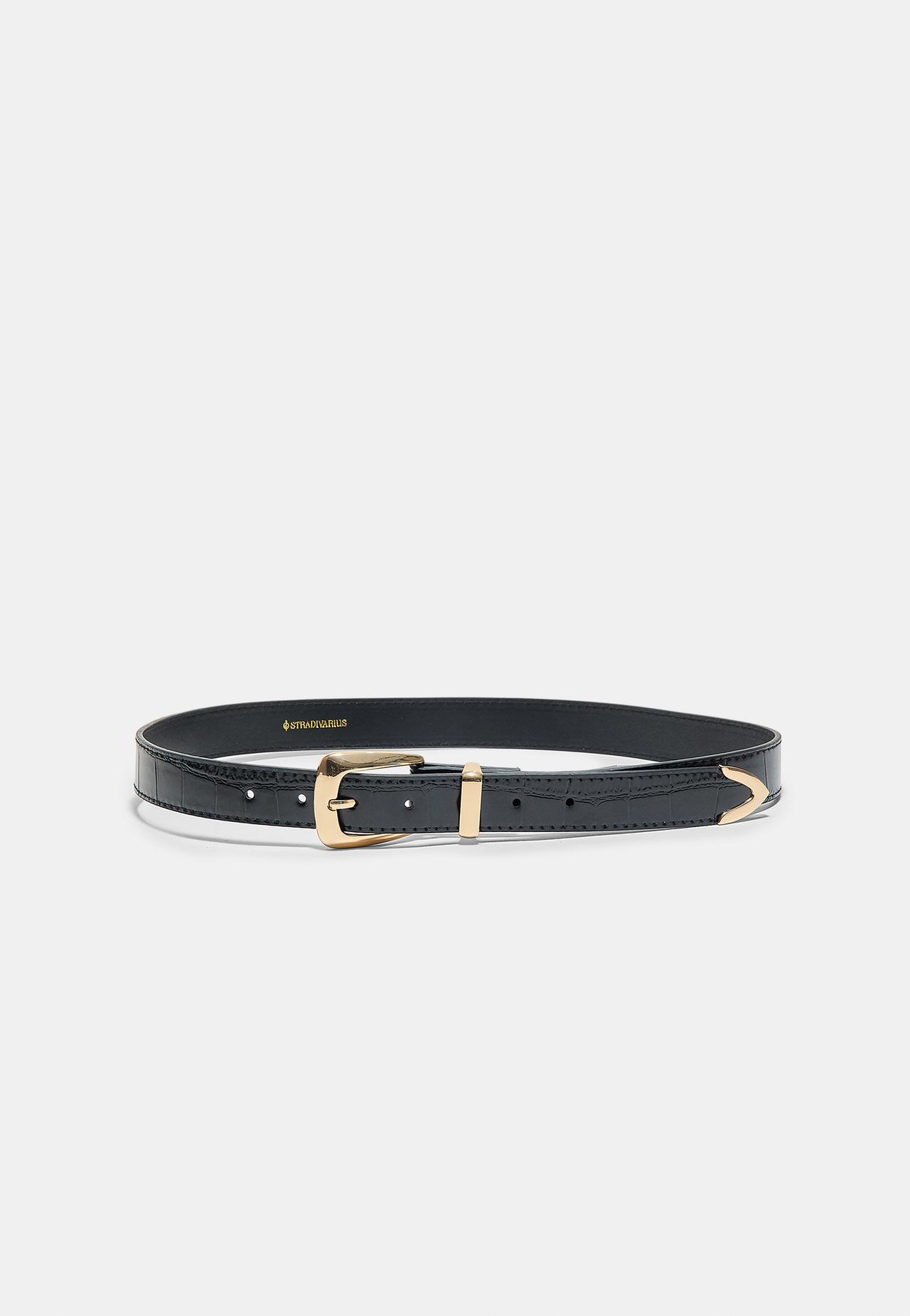Crocodile-effect belt — Black