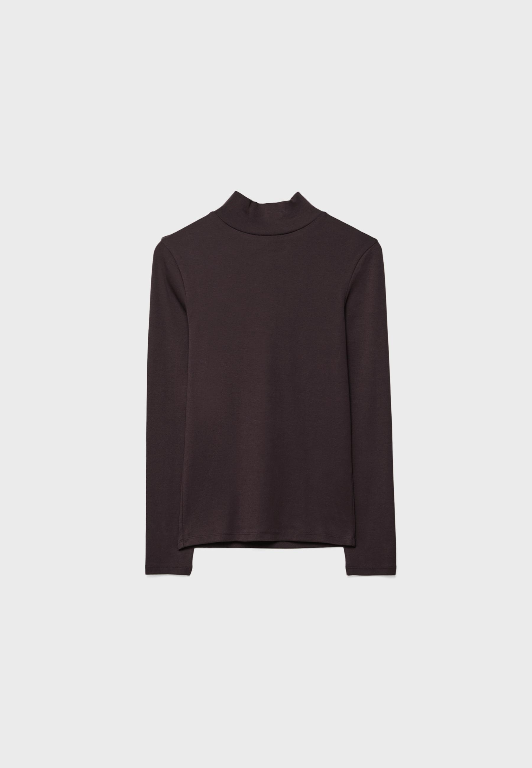 Basic high neck T-shirt — Brown