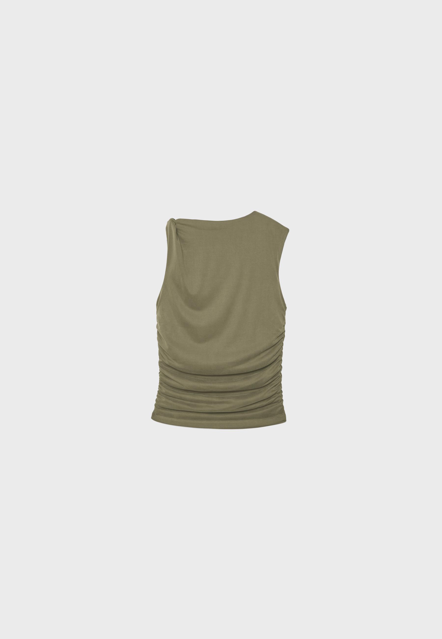 Draped fitted top — Olive green