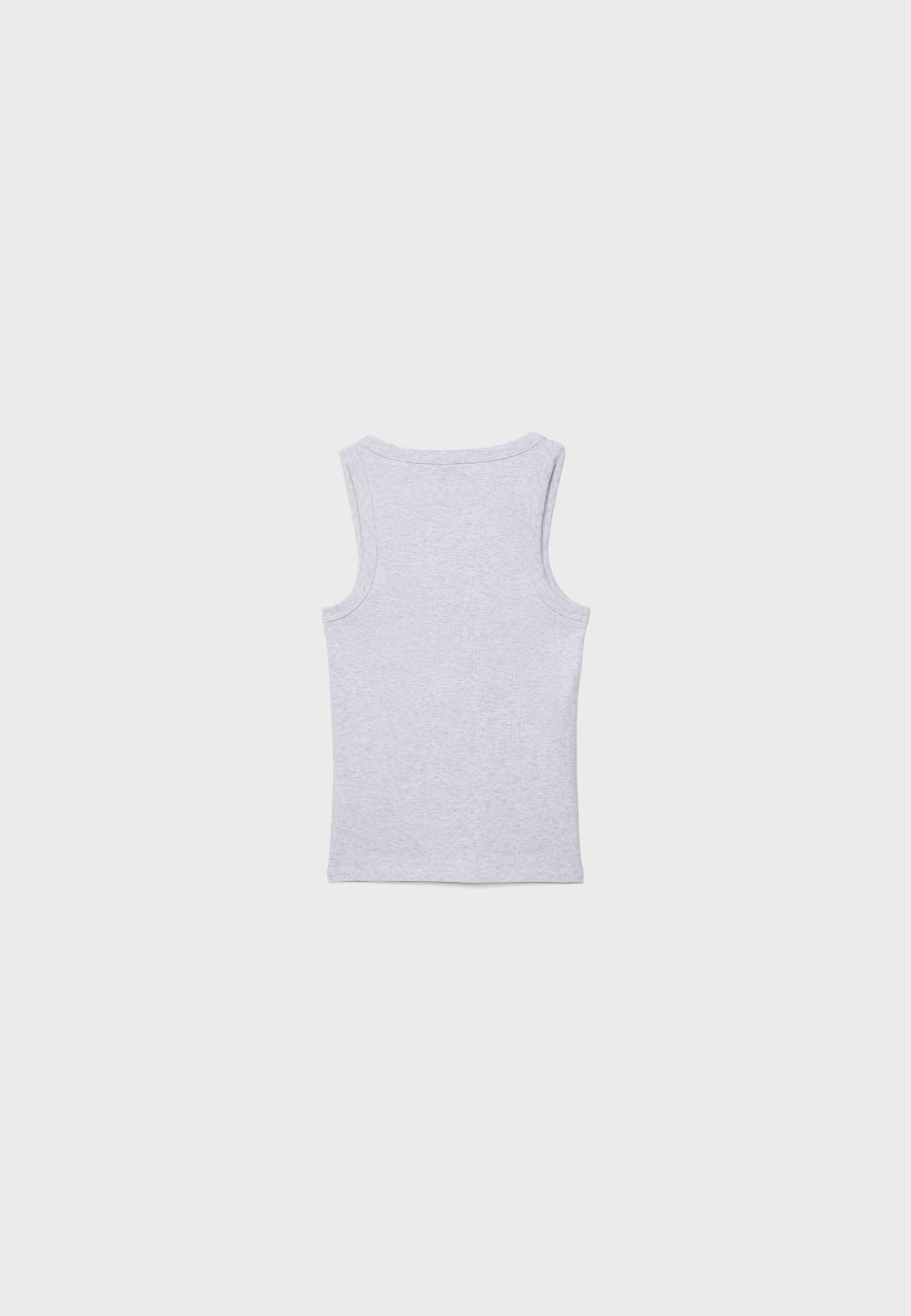 Ribbed cotton racerback top — Grey melange