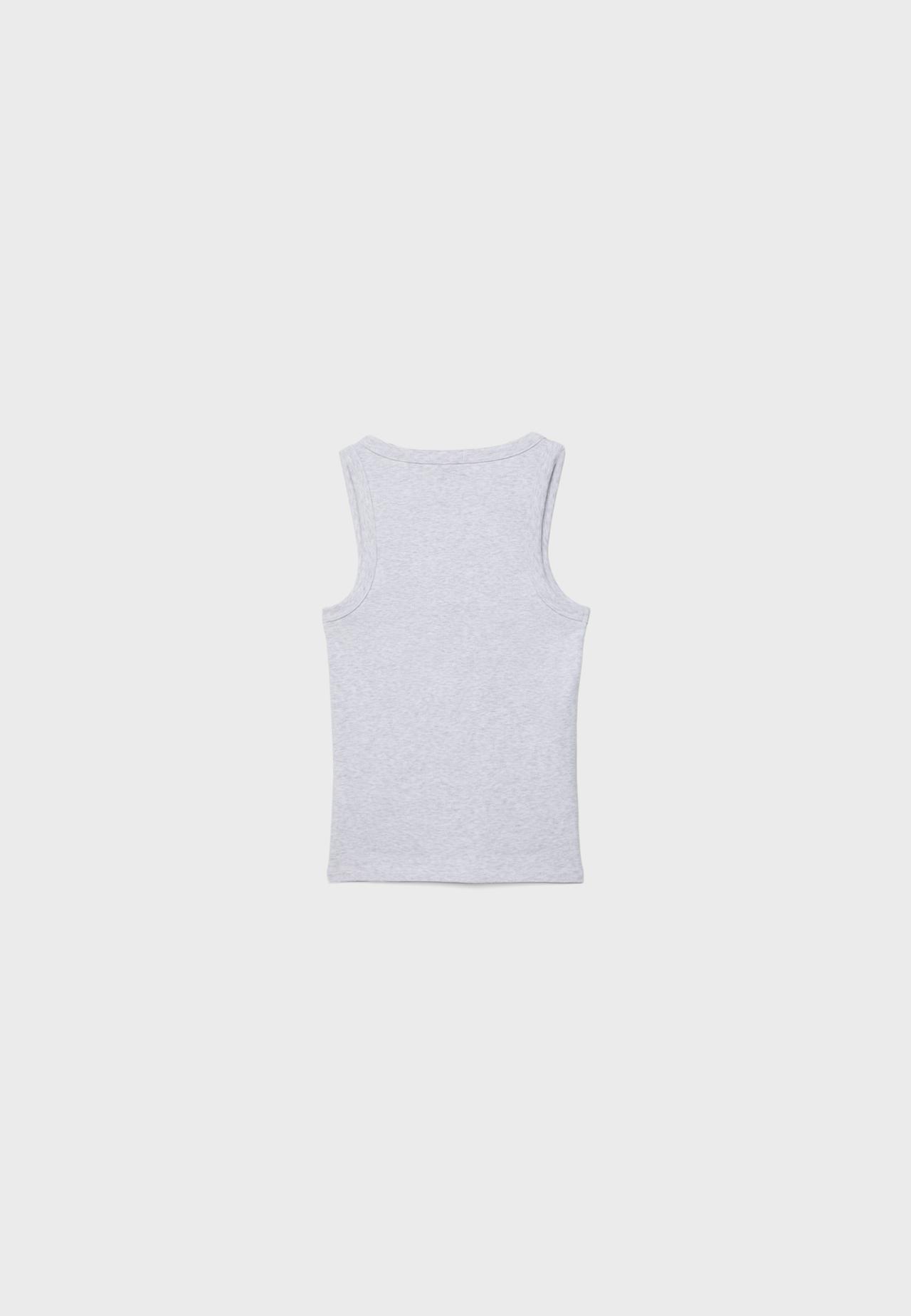 Cotton ribbed racerback T-shirt — Grey melange