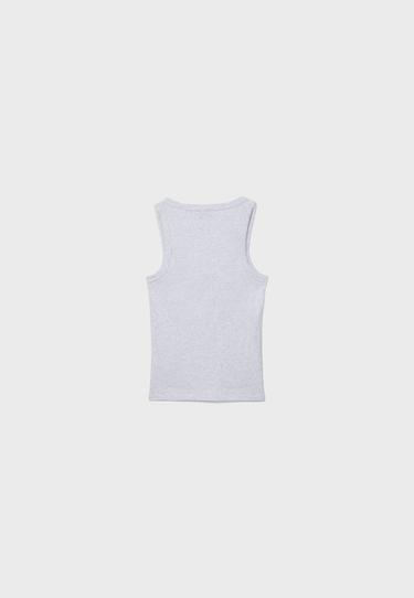 Cotton ribbed racerback T-shirt — Grey melange 8