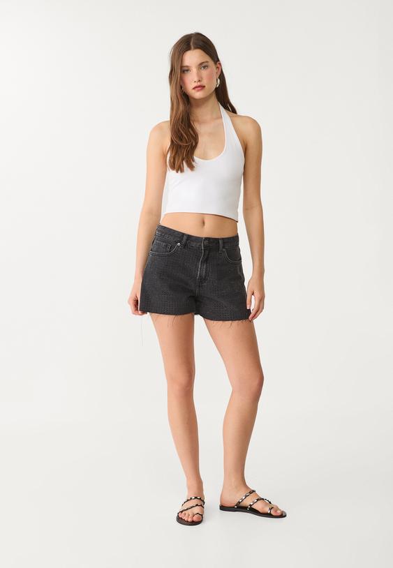 denim shorts with rhinestones