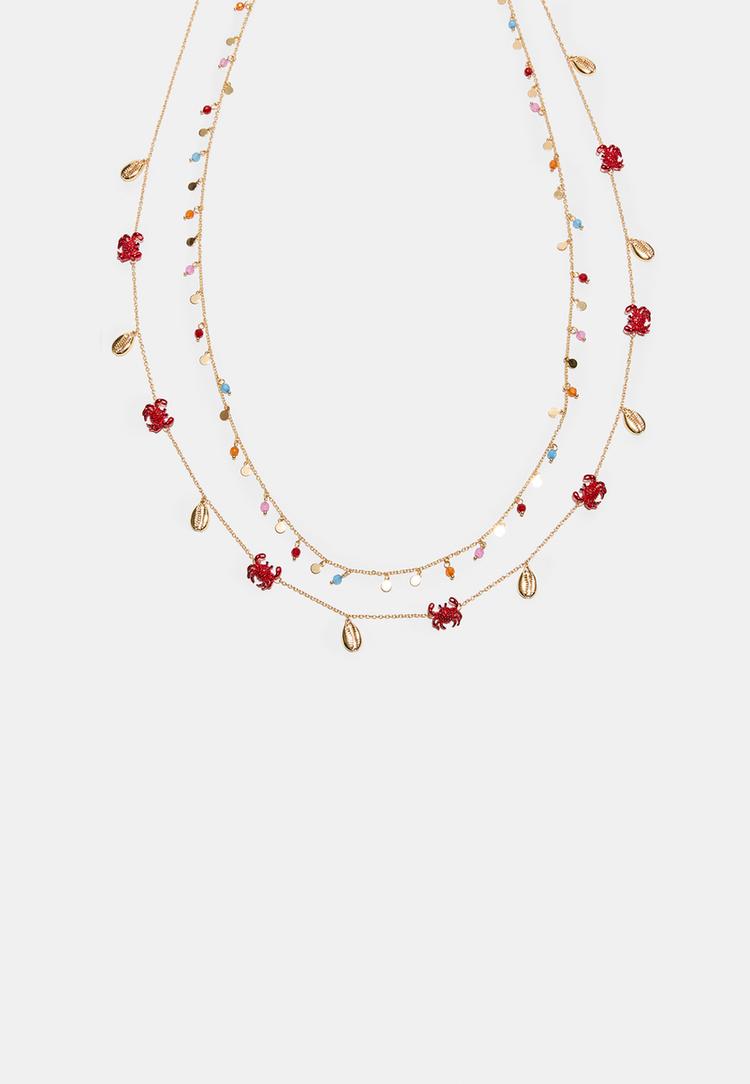 Stradivarius Többfunkciós Nyaklánc Mini Tengeri Függőkkel 0-300 Os