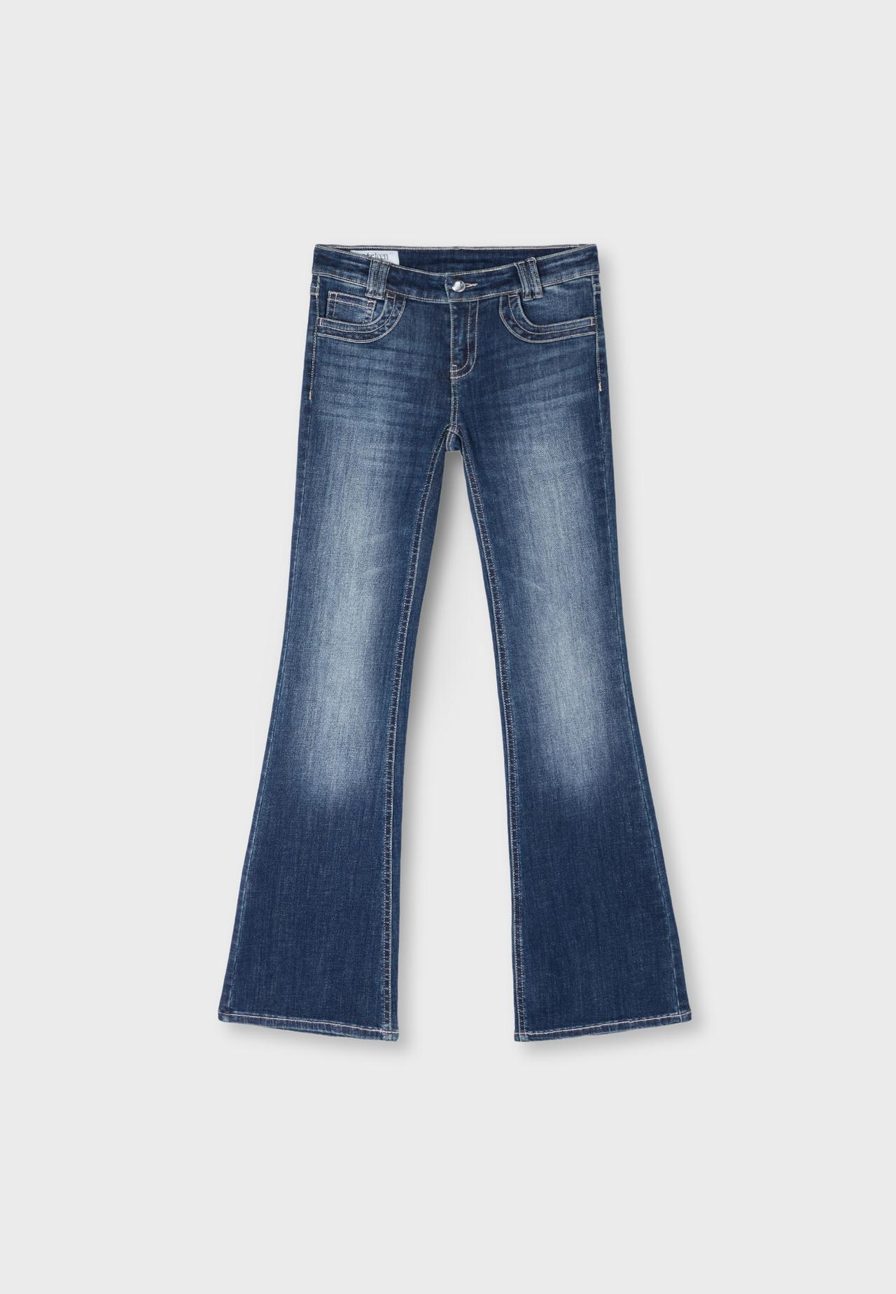 Embroidered bell bottom jeans — MEDIUM DENIM WASH