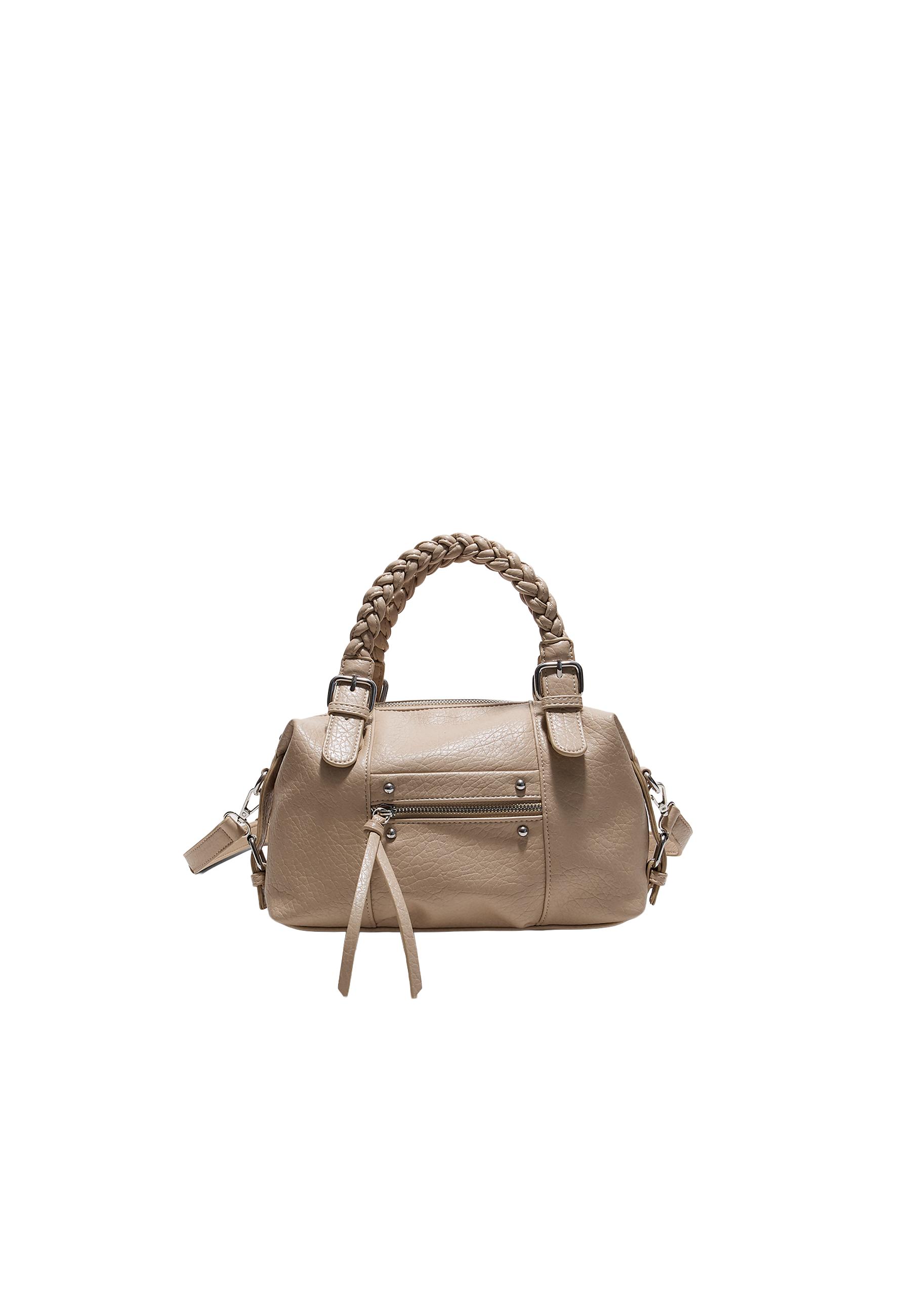 Braided handle bowling bag — Ecru