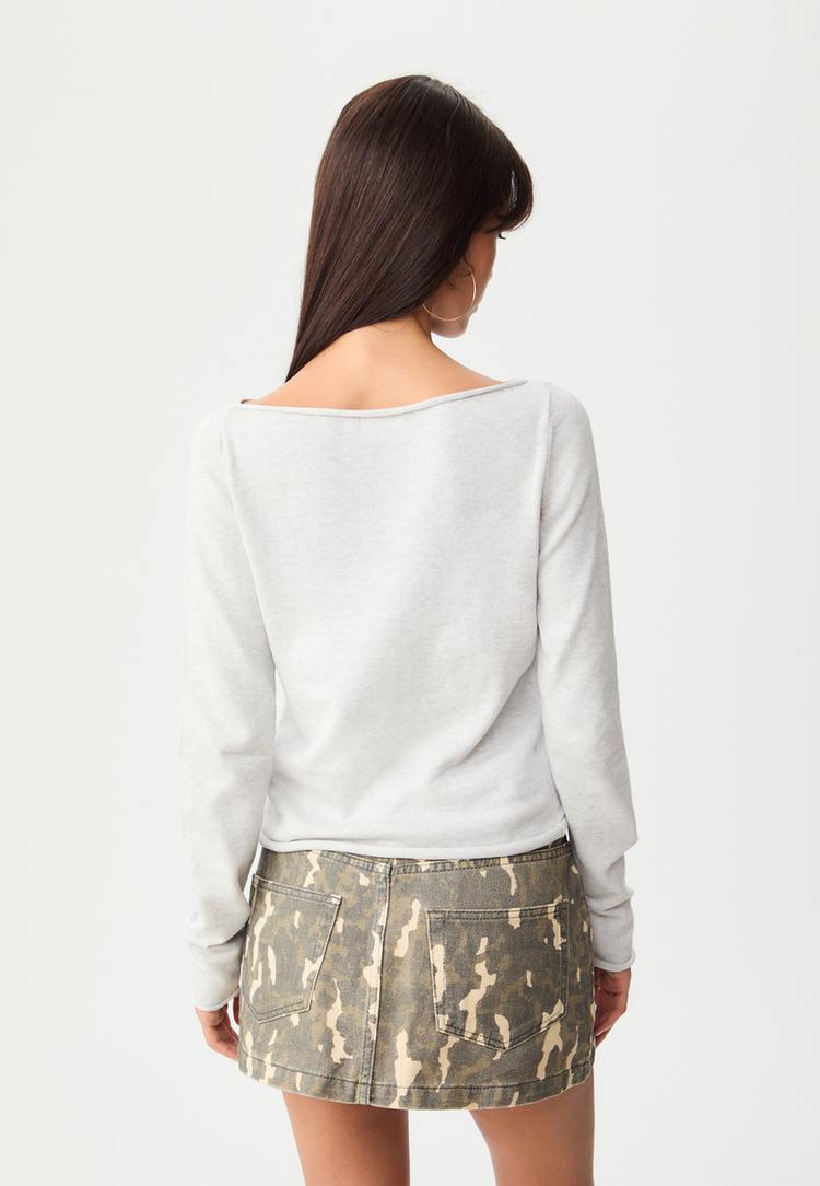 fitted trui met boothals