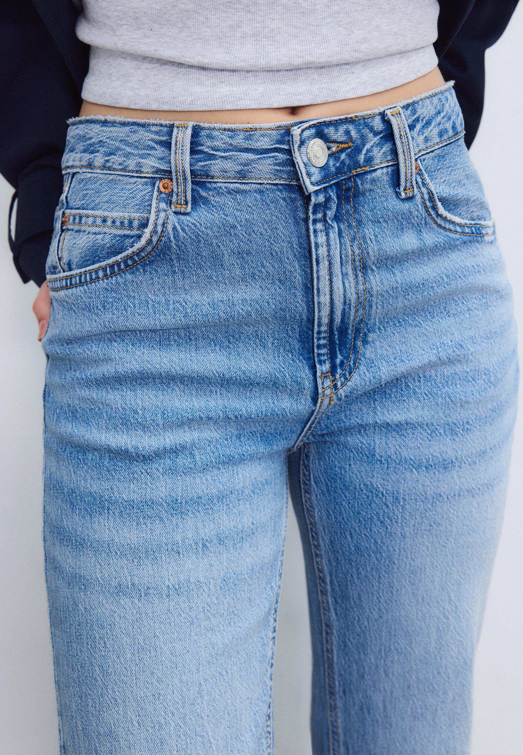 D98 vintage effect straight-leg jeans — MEDIUM LIGHT BLUE DENIM