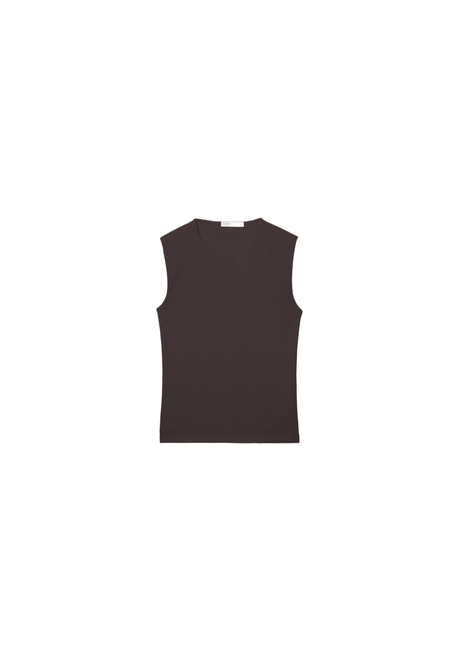 Basic Sleeveless T-Shirt — Brown