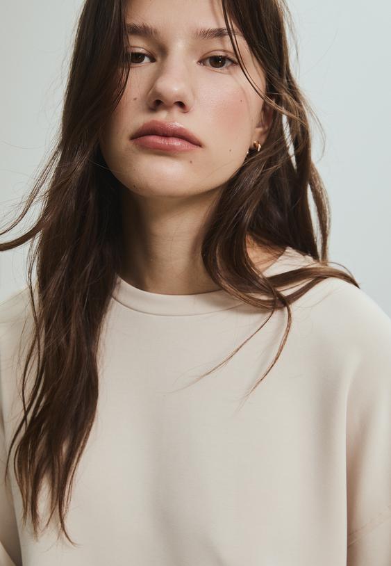 yumusak dokulu basic sweatshirt