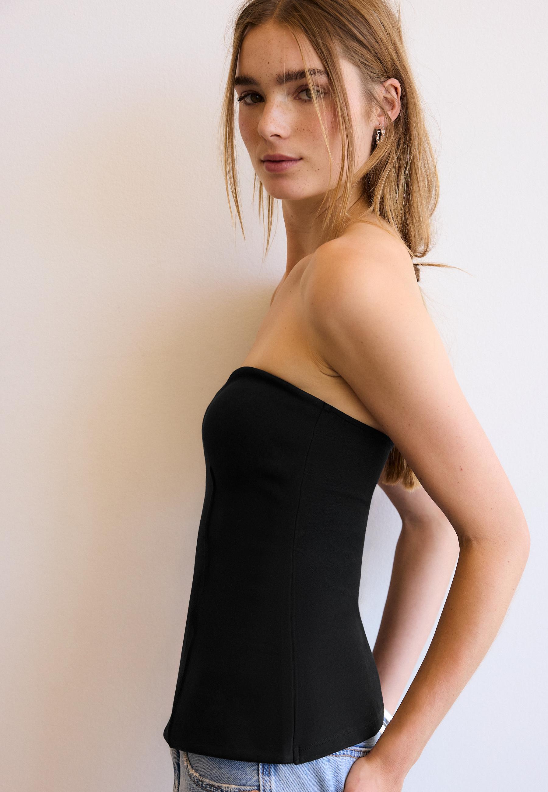 Kalp yaka bandeau top - Görsel 13