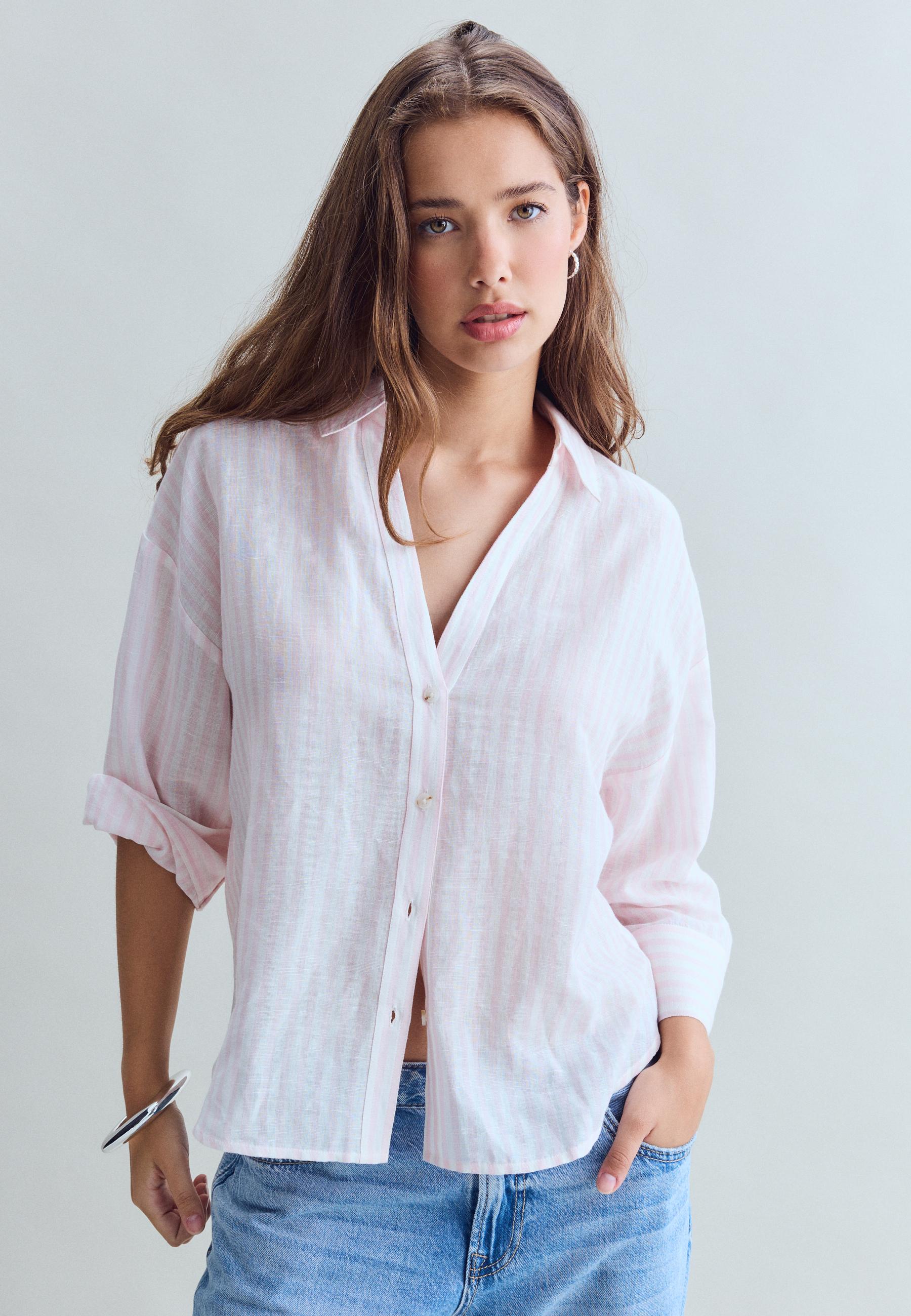 Rustic kimono sleeve shirt — Pastel pink