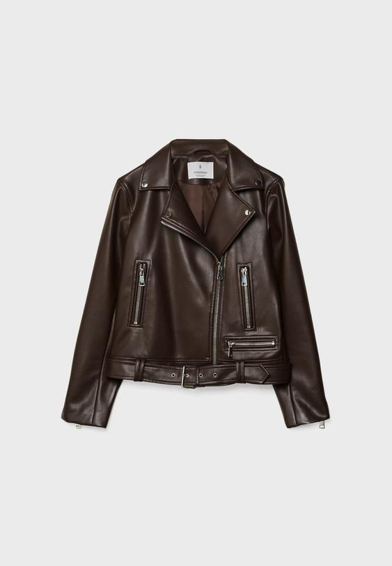 Suni deri biker ceket - Görsel 9