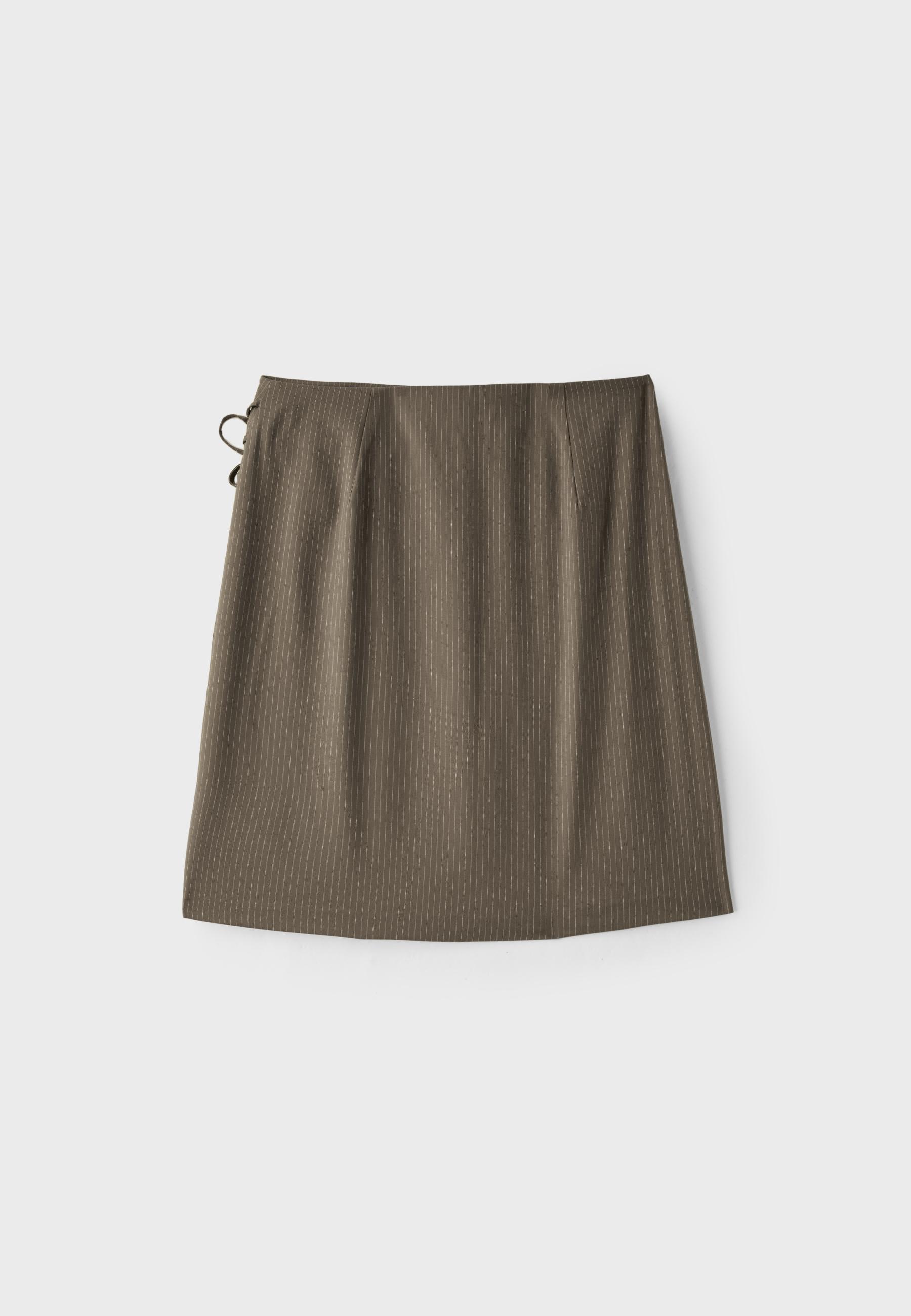 Box pleat midi skirt — Khaki