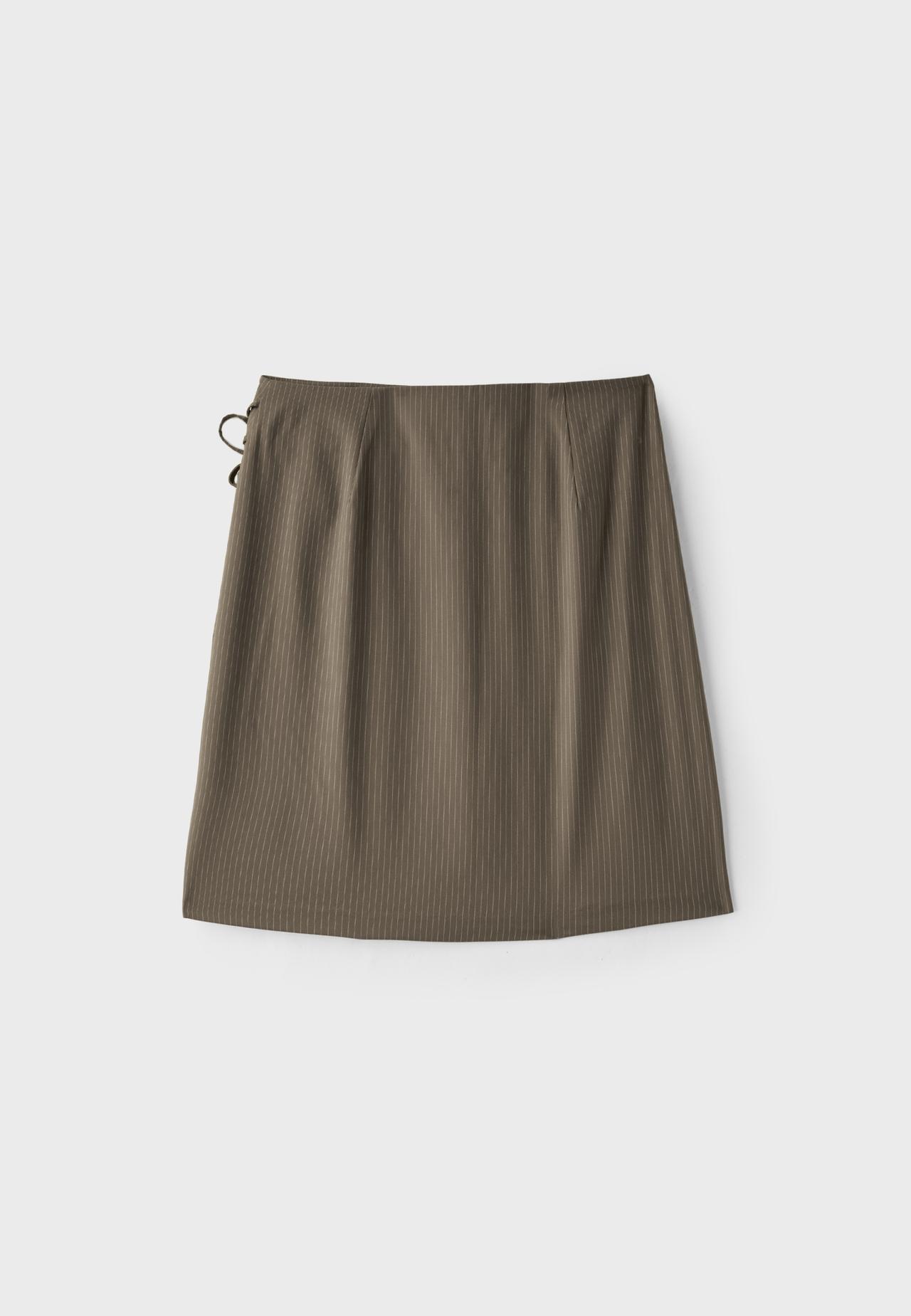 Box pleat midi skirt — Khaki