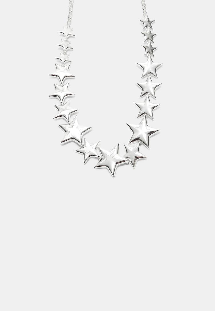 Stradivarius Náhrdelník So Zvezdami Grey Os