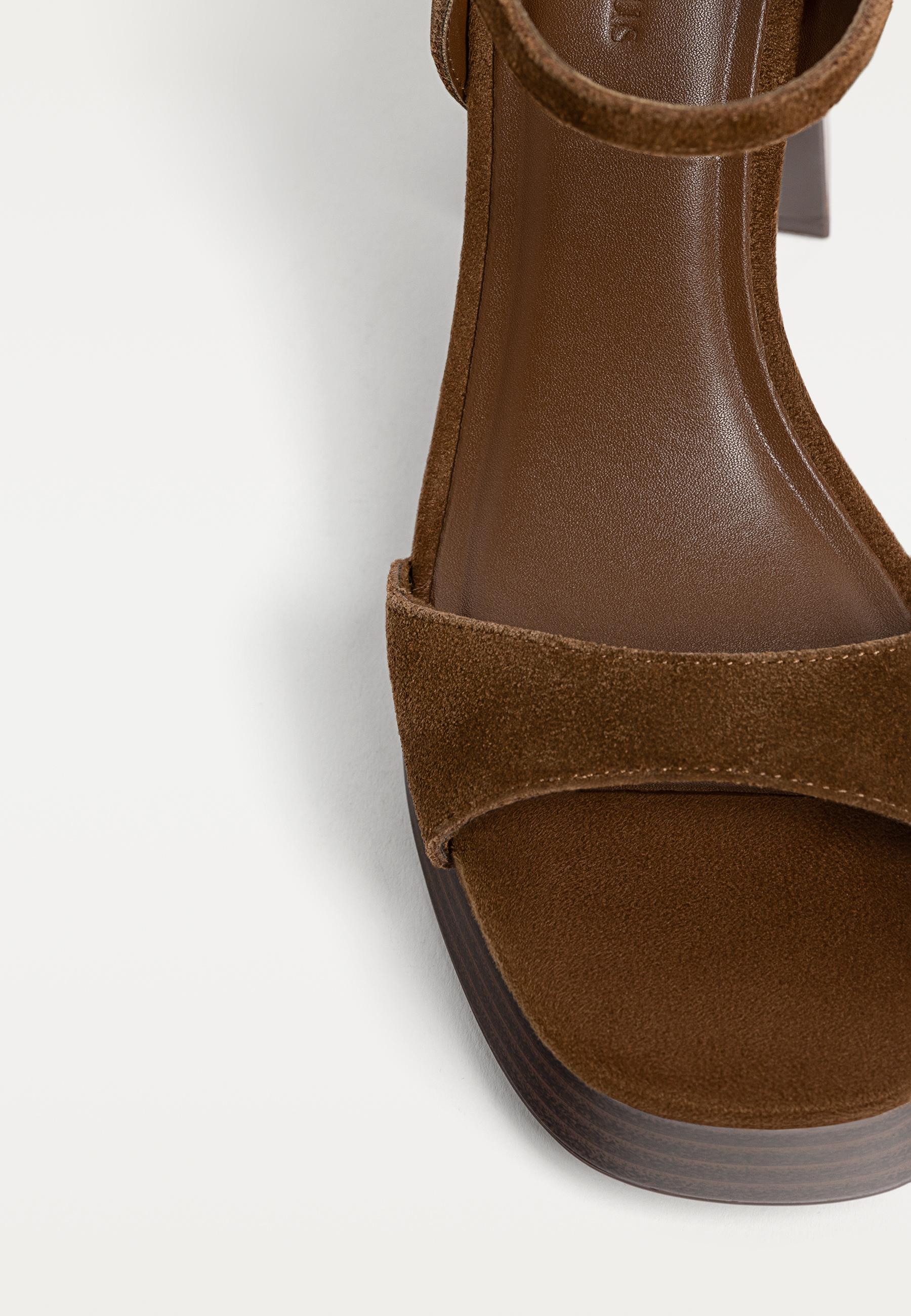 Split leather platform sandals — BROWN