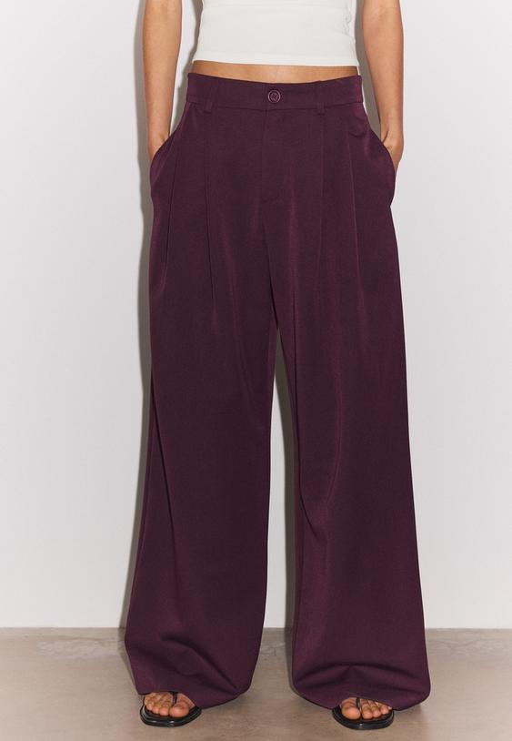 pantaloni eleganti gamba larga con pinces
