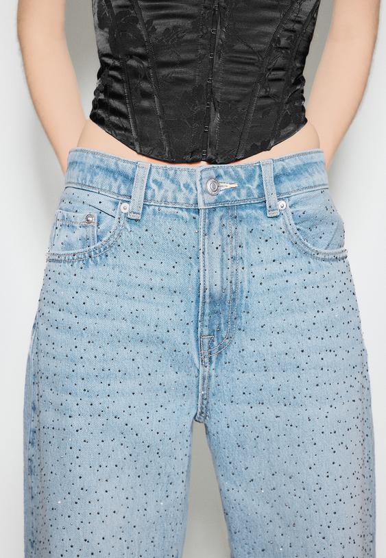 parlak taslı straight fit jean