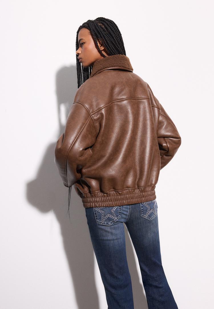 regular kesim suni deri ceket