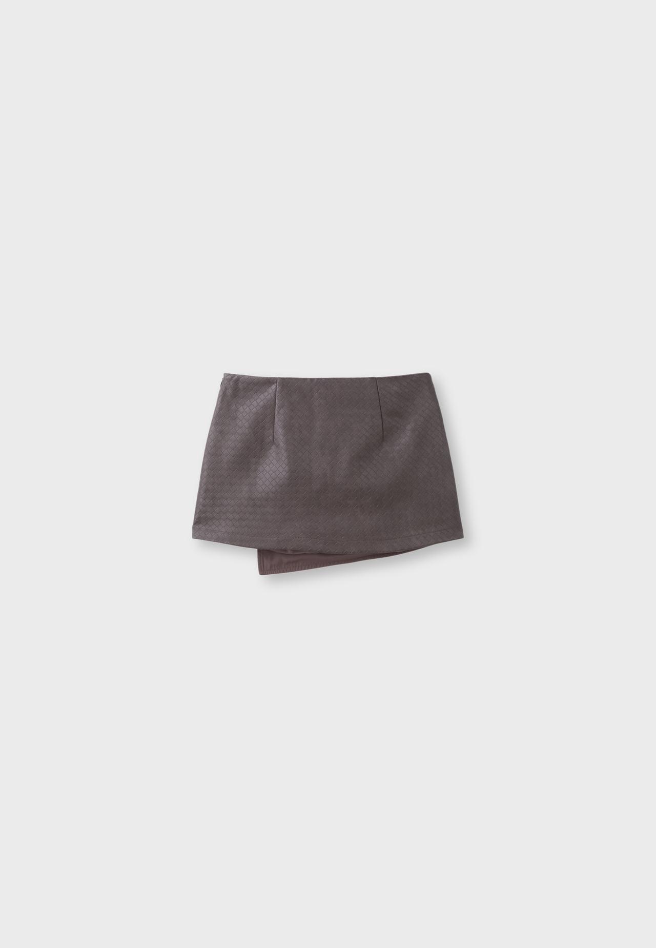 Leather effect braided mini skirt — Dark grey