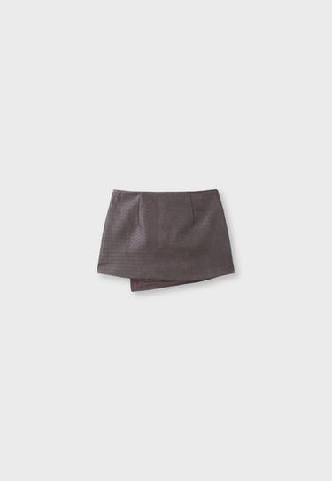 Leather effect braided mini skirt — Dark grey 8