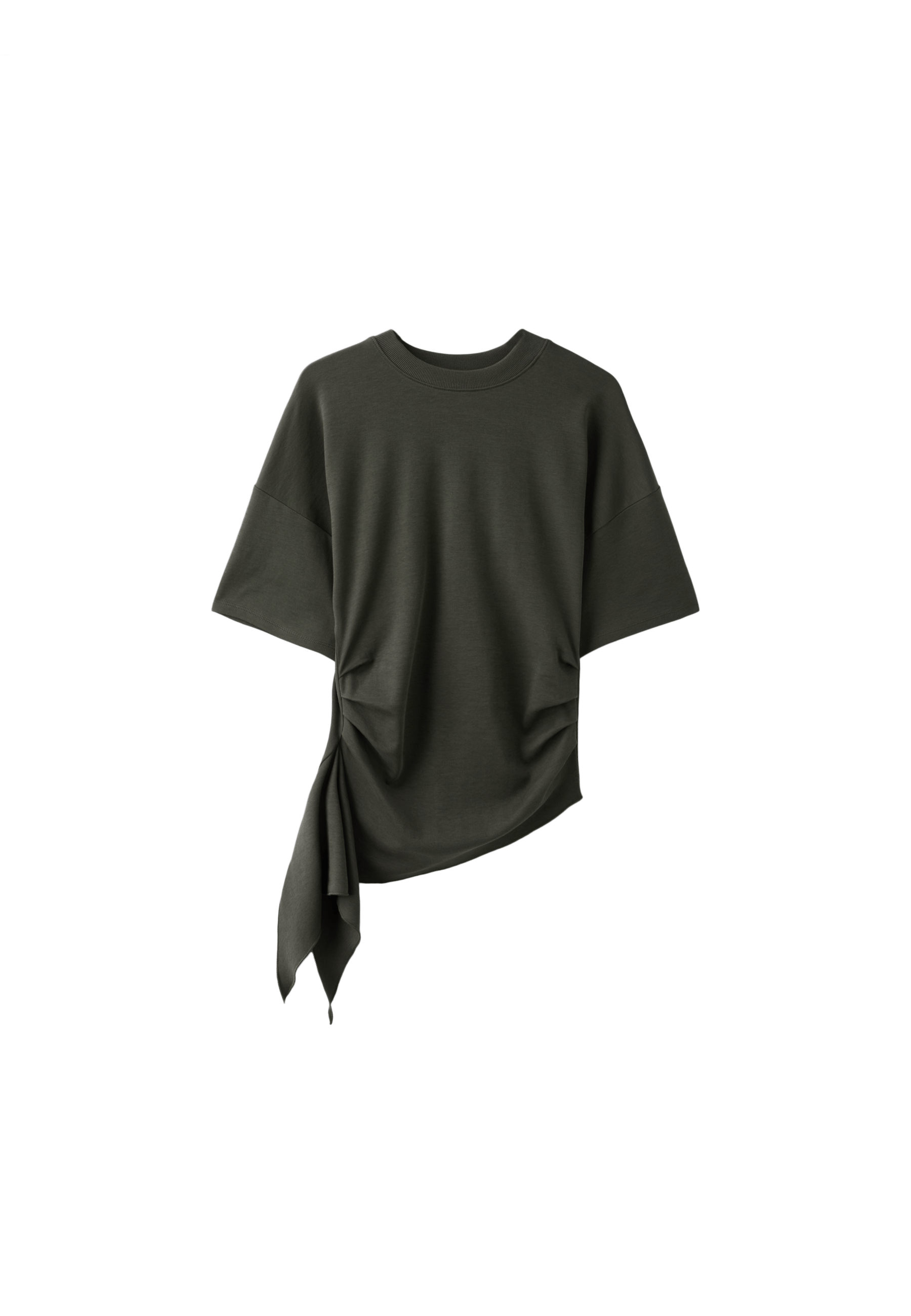 Asymmetric short sleeve T-shirt — Khaki