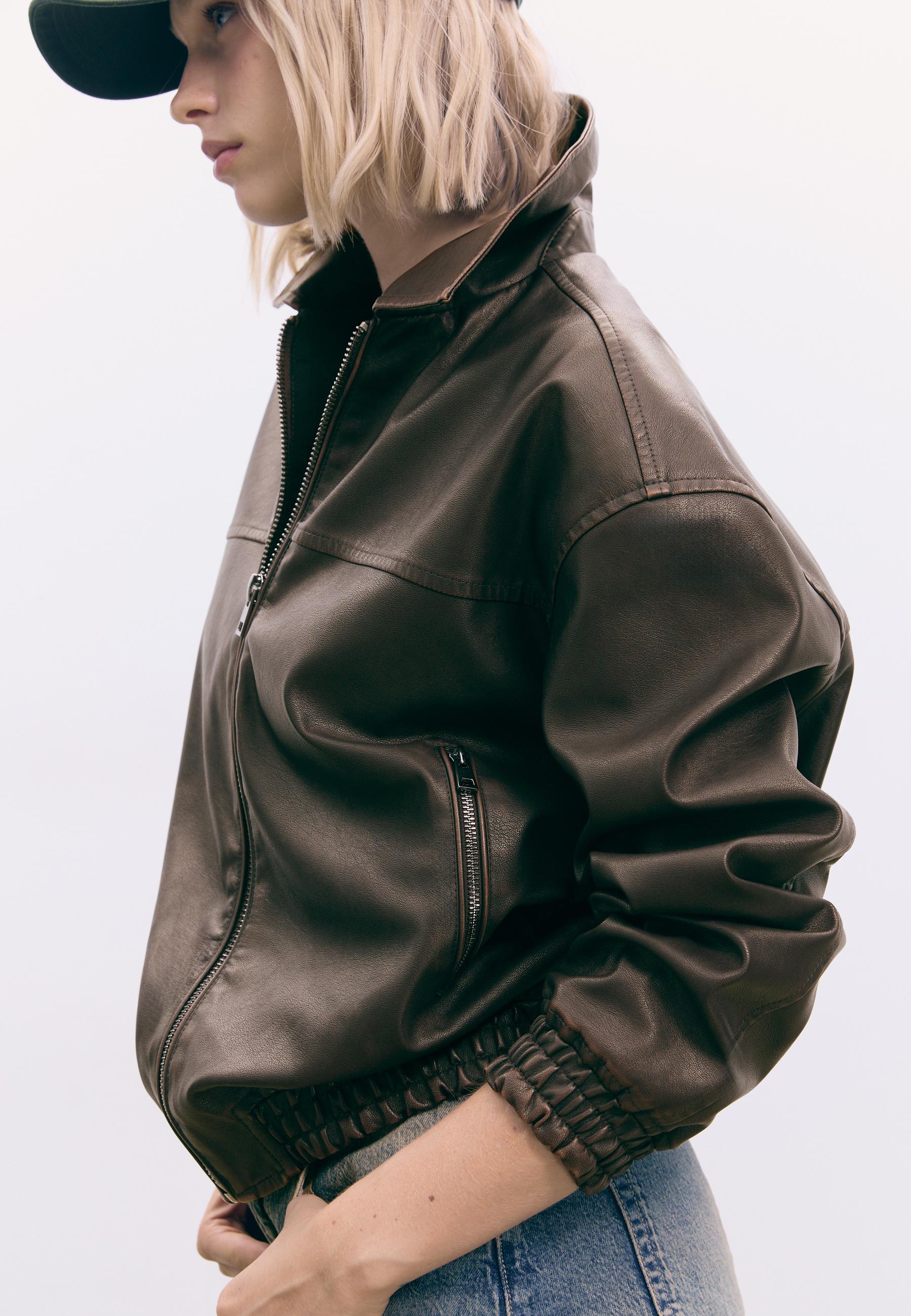 Veste similicuir lavé - Mode femme | Stradivarius France