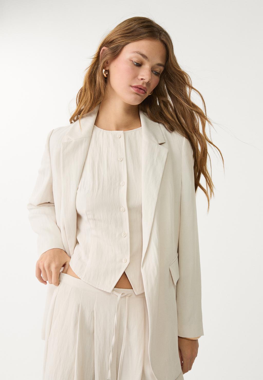 Creased flowing regular fit blazer