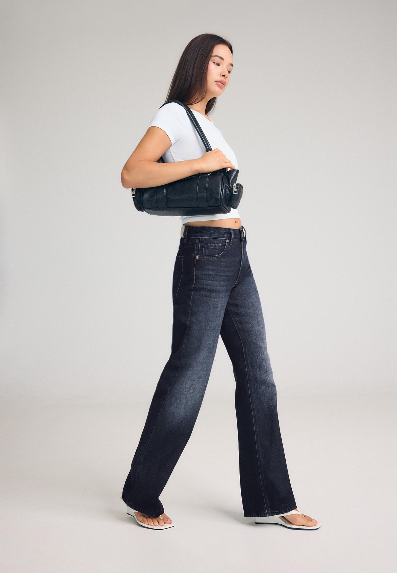 D92 Ripped straight wide-leg jeans — LIGHT GREY DENIM WASH