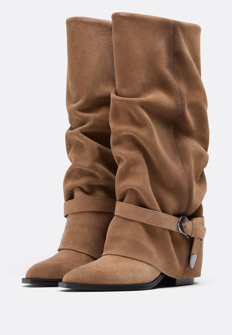bottes a talon ample en cuir