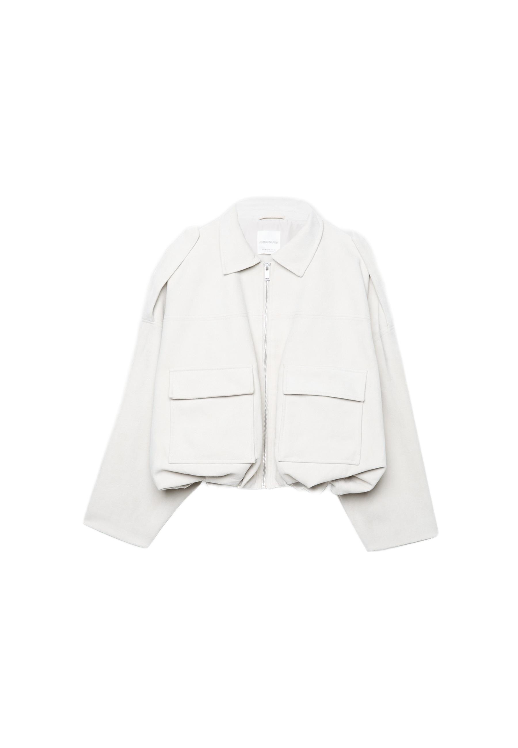 Faux suede bomber jacket — Ecru