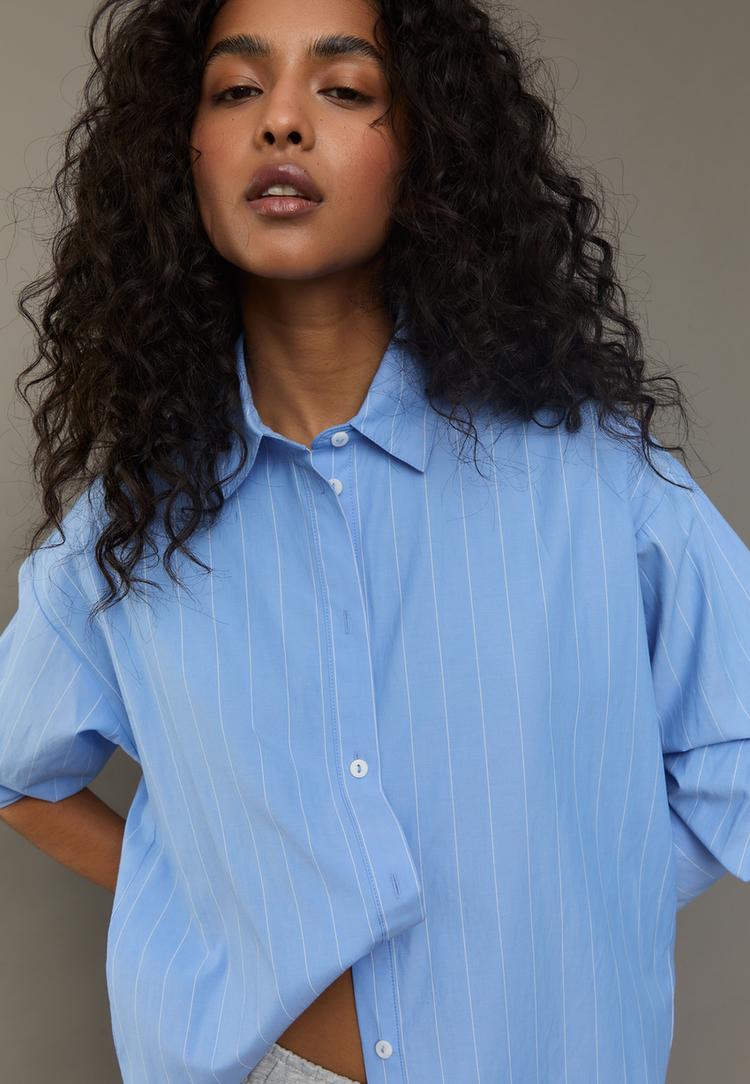 camisa larga popelin rayas