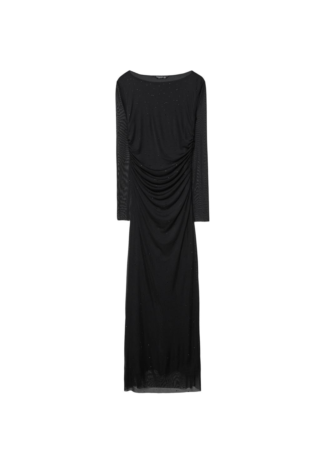 Midi tulle dress with rhinestones