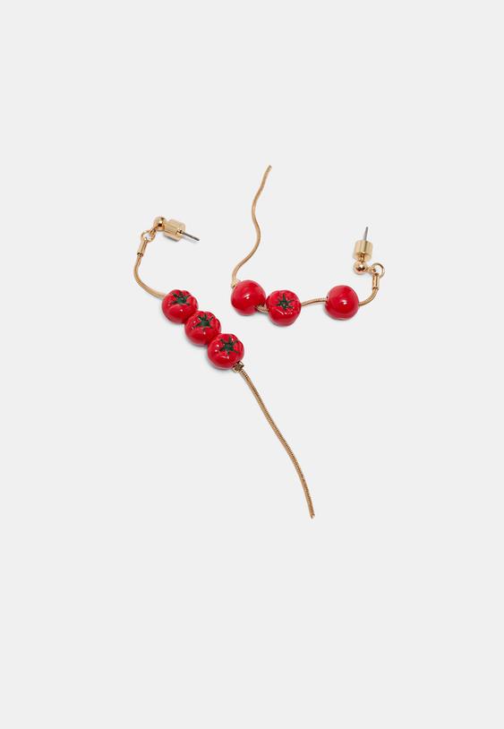 Stradivarius Tomato Cascade Earrings Red Os