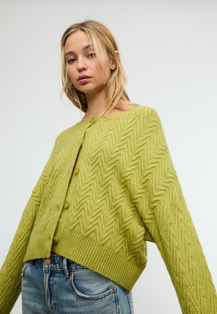 gilet en maille torsadee